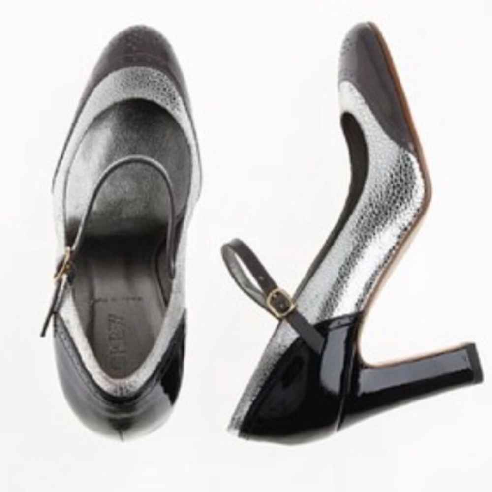 J. Crew PENELOPE Metallic Mary-Jane Heels SZ 6.5